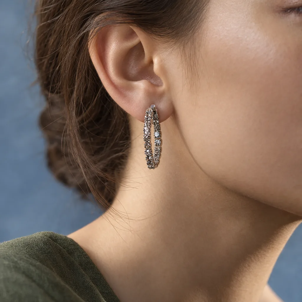 14 Ayar 1,46 ct Pırlantalı Halka Küpe
