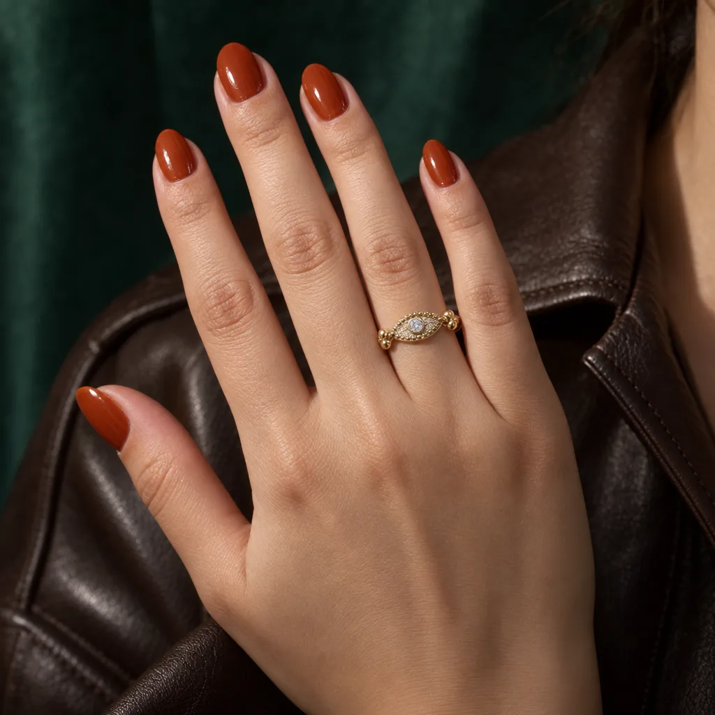 585 Ayar Oval Detaylı Taşlı Yüzük
