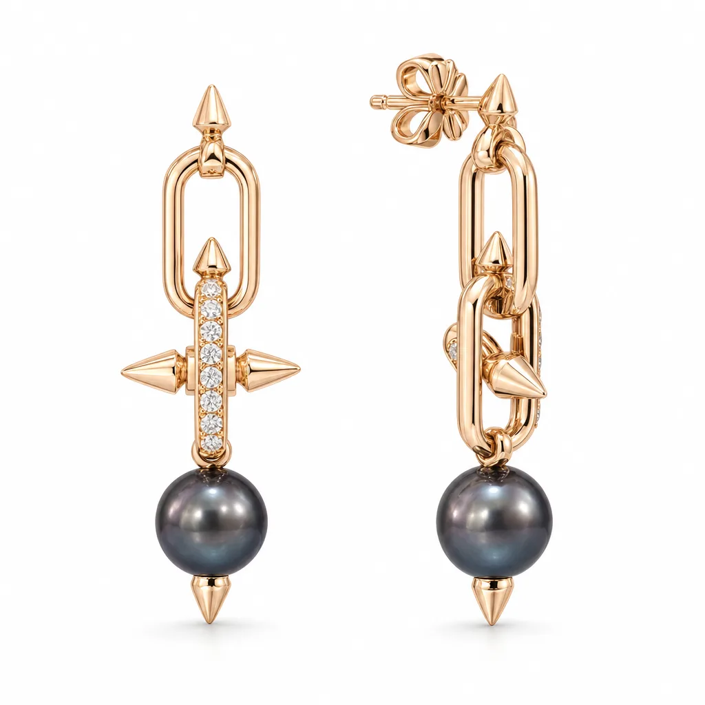 14 Ayar 0,46 ct Pırlantalı Sallantılı Küpe