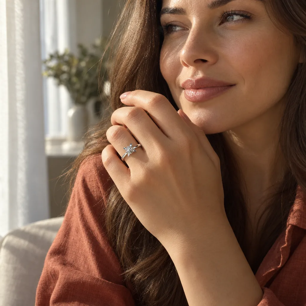 14 Ayar 2,94 ct Pırlantalı Çiçek Formlu Yüzük