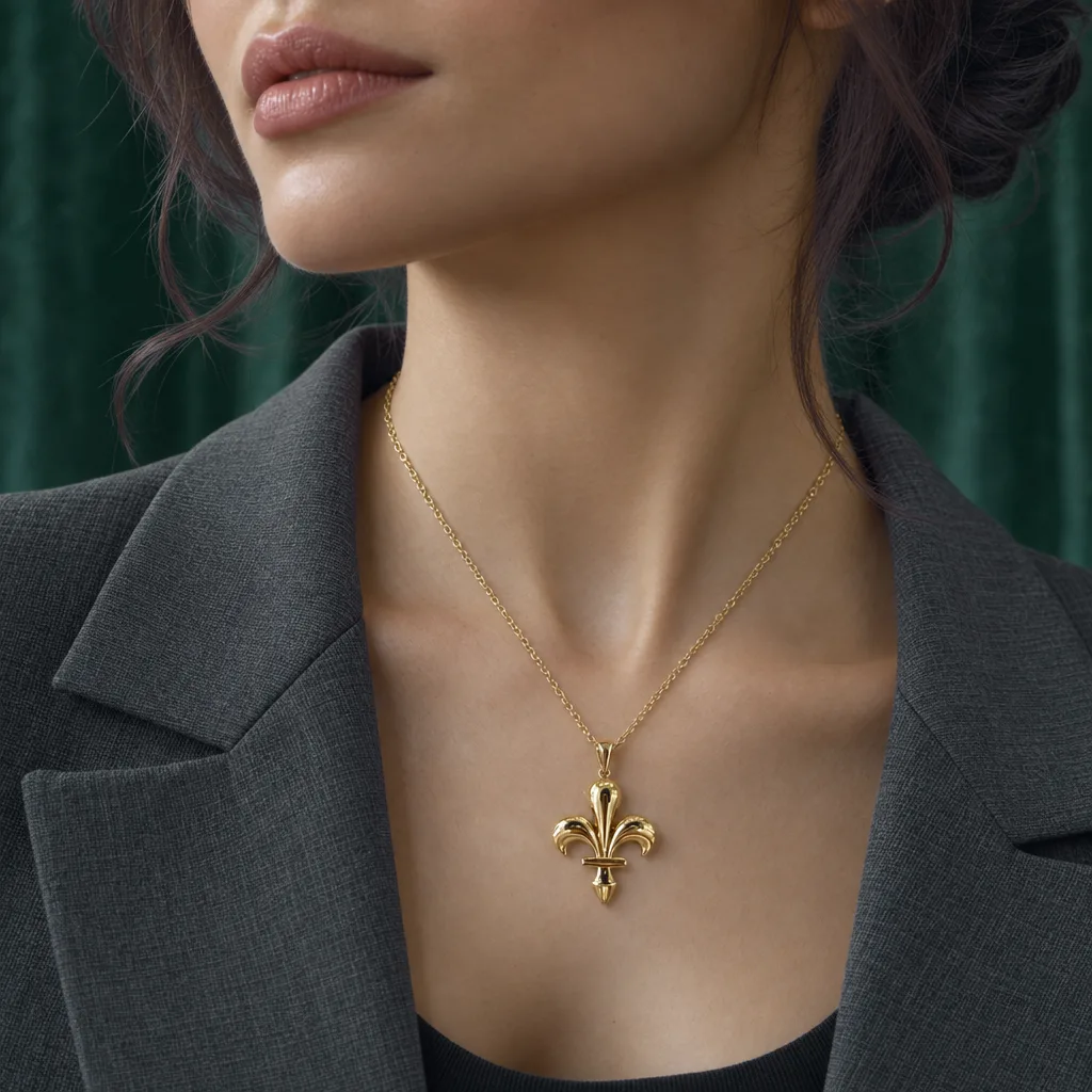 585 Ayar Fleur-de-Lis Kolye Ucu