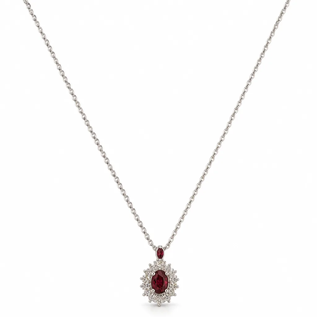 14 Ayar 0,80 ct Yakutlu Pırlanta Kolye