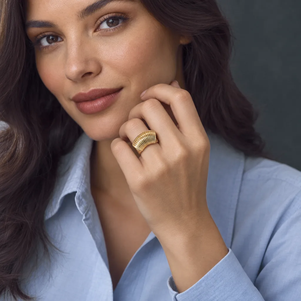 Yivli Kemer Formlu 585 Ayar Altın Yüzük