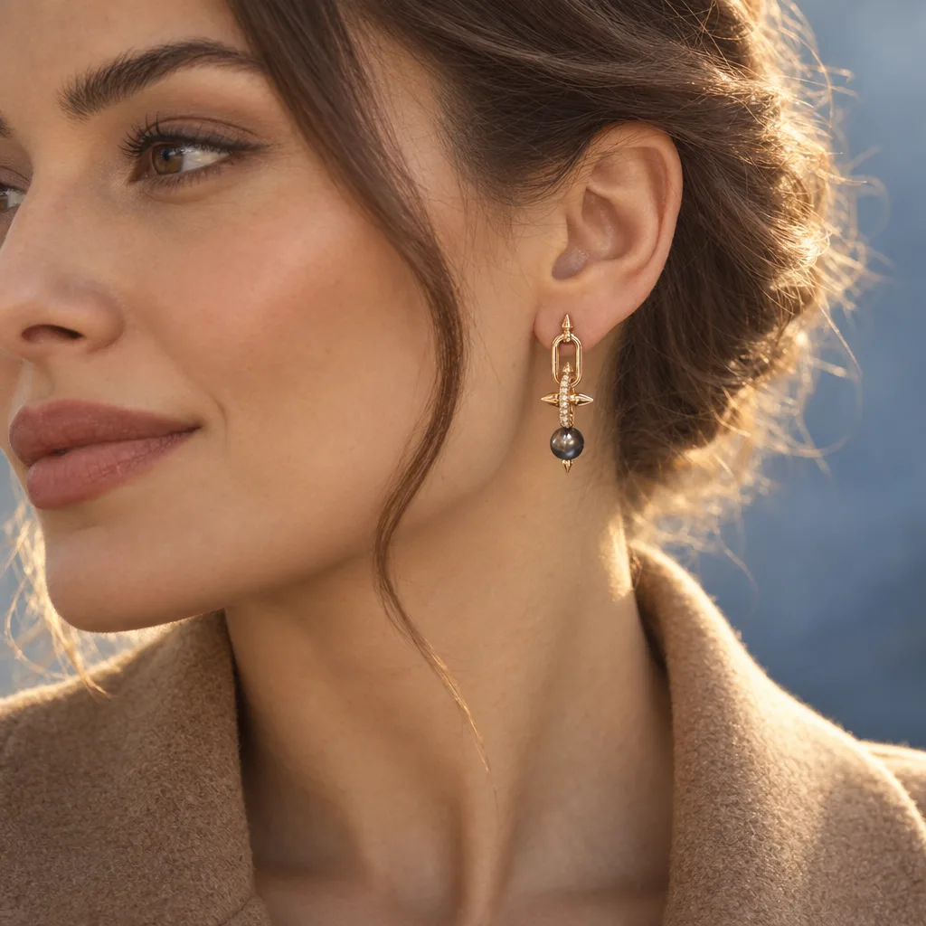 14 Ayar 0,46 ct Pırlantalı Sallantılı Küpe