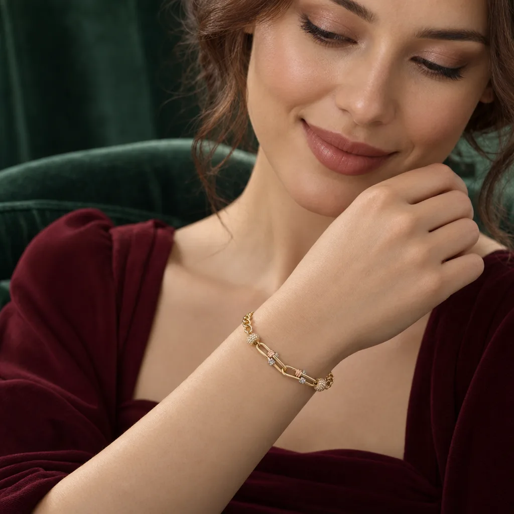585 Ayar Altın Bağlantı Detaylı Bileklik