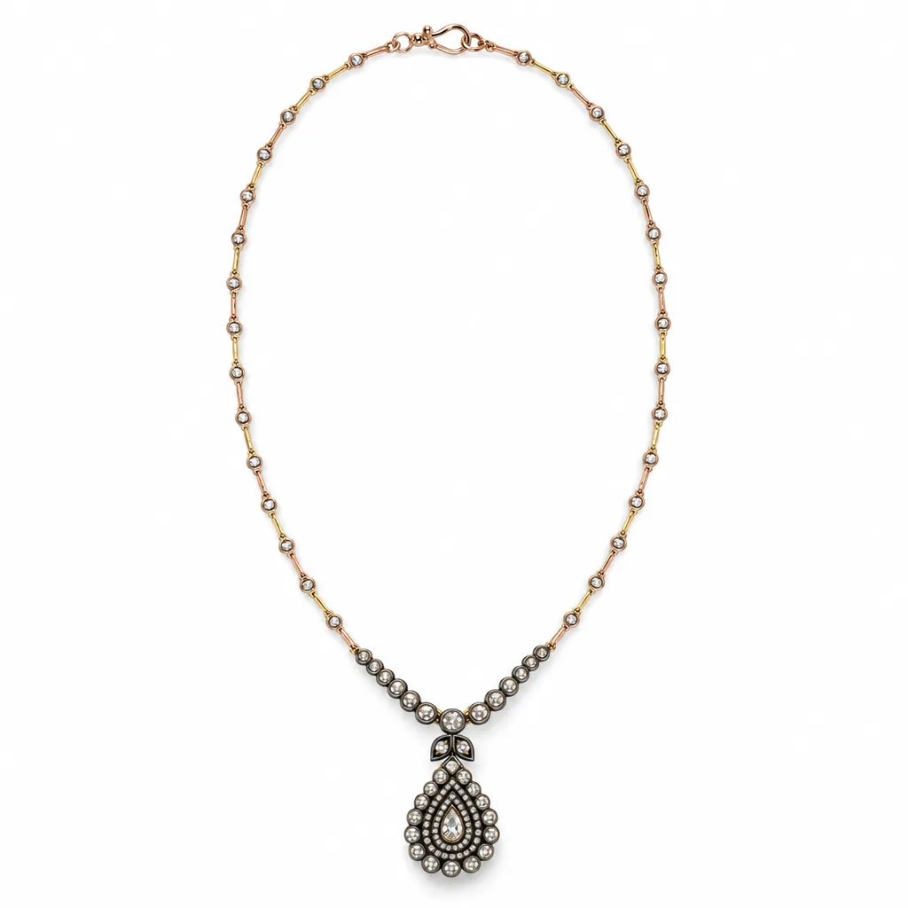 14 Ayar Pırlantalı Damla Kolye